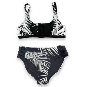 NWT Athleta Adriata Retro Palm Two Piece Bikini Set Black & White Size Medium